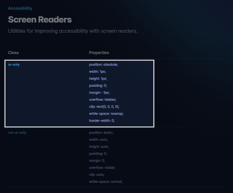 tailwind sr-only